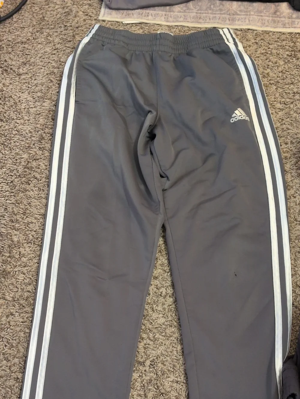 adidas Gray Kids Jogger Pants with White Side Stripes
